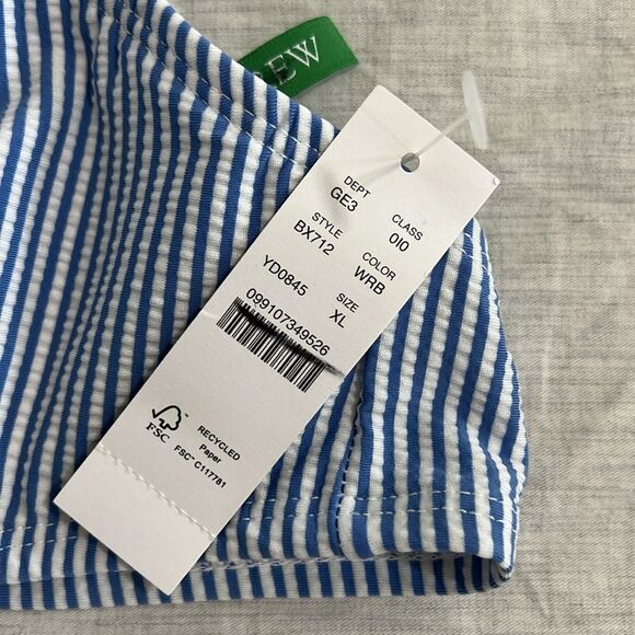 J. Crew French halter-neck bikini top in seersucker white blue nautical size XL - Picture 4 of 6